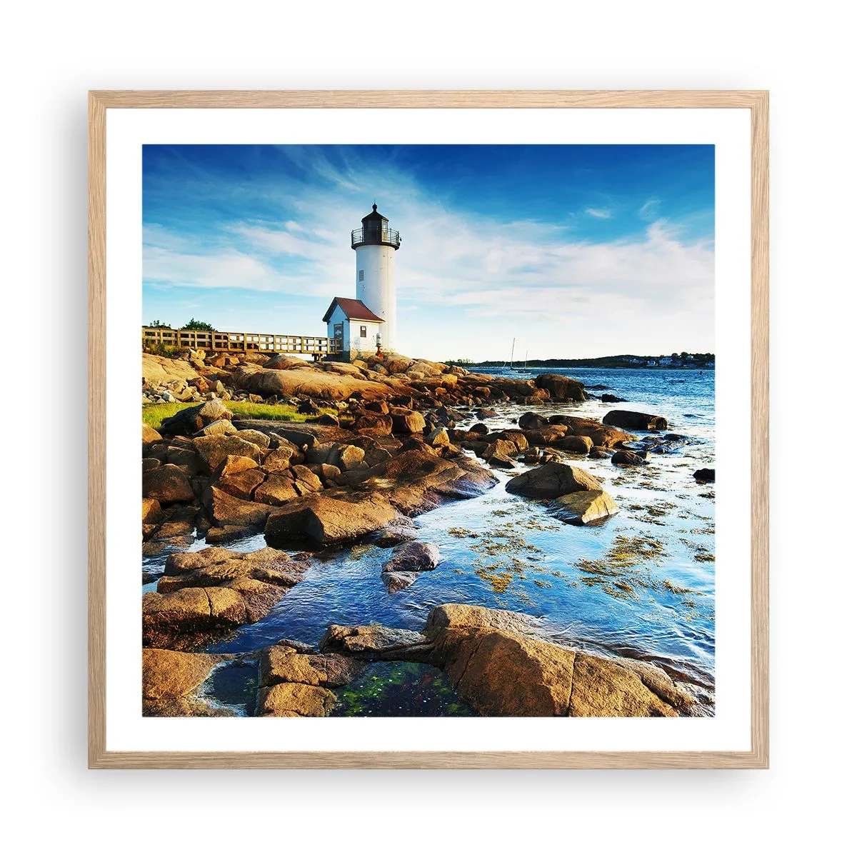 Affiche dans un chêne clair - Poster - Revenez heureux, j'attends - 60x60 cm