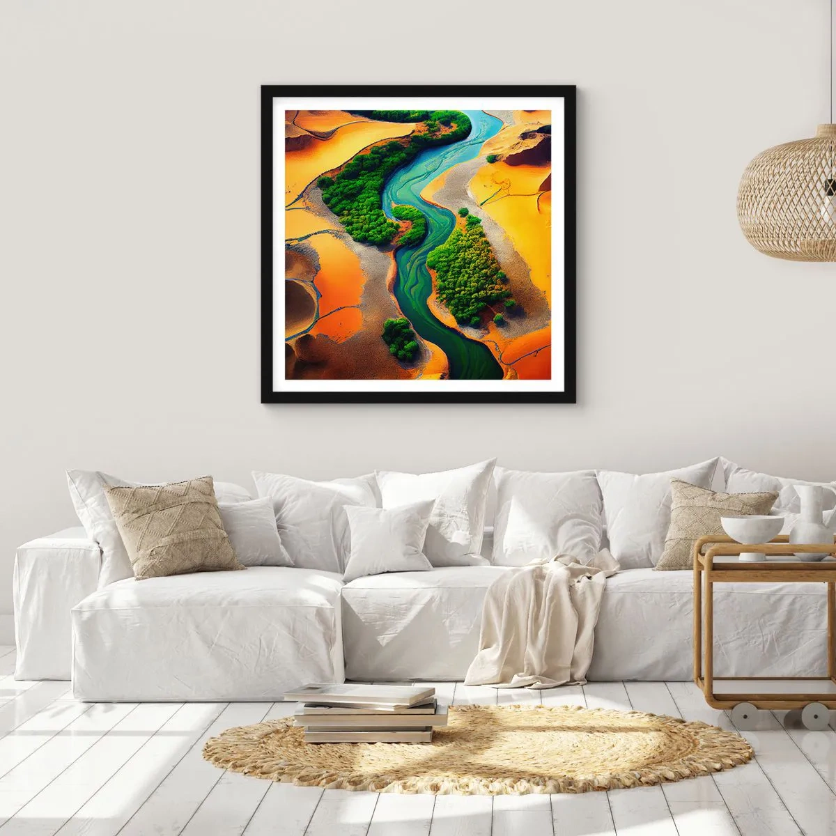 Affiche dans un cadre noir - Poster - Rivière vivifiante - 30x30 cm