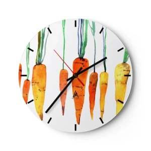 Horloge murale - Pendule murale - Motif aquarelle de carottes sur fond clair - 30x30cm - La beauté de l'ordinaire - Décoration murale moderne pour le salon, la cuisine et la chambre ARTTOR