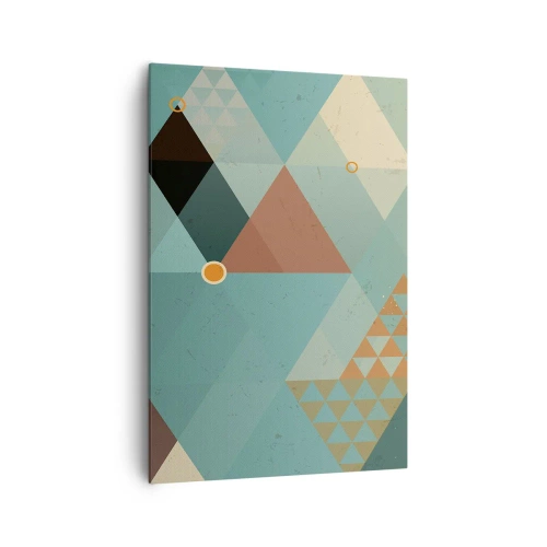 Impression sur toile - Image sur toile - Motifs géométriques dans les tons turquoise et marron - 70x100cm - Unité de la multiplicité, multiplicité de l'unité - Décoration murale moderne pour le salon et la chambre ARTTOR