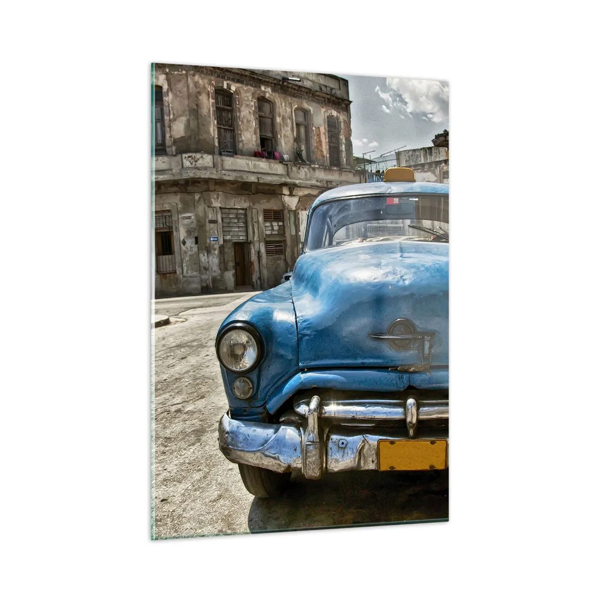 Impression sur verre - Image sur verre - Voiture classique cubaine dans les rues de La Havane - 50x70cm - L'ancien est beau - Décoration murale moderne pour le salon et la chambre ARTTOR
