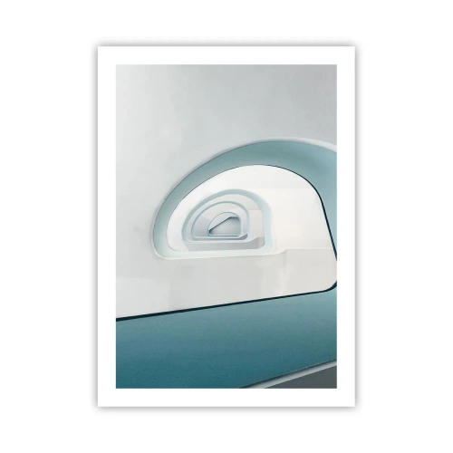 Affiche - Poster - Lignes courbes modernes et structures architecturales aux couleurs vives - 50x70cm - Au profondeur du bleu - Décoration murale moderne pour le salon et la chambre ARTTOR