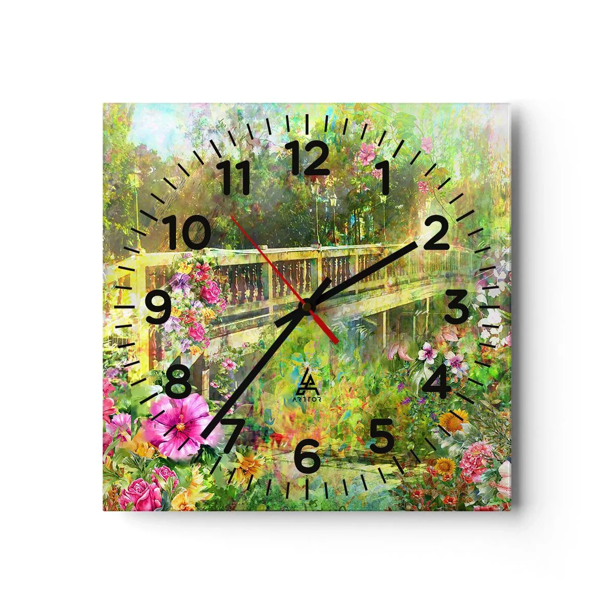 Horloge murale - Pendule murale - Le soupire d'un pont de printemps - 40x40 cm
