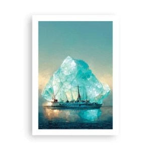 Affiche - Poster - Un navire près d'un iceberg géant - 50x70cm - Diamant arctique - Décoration murale moderne pour le salon et la chambre ARTTOR