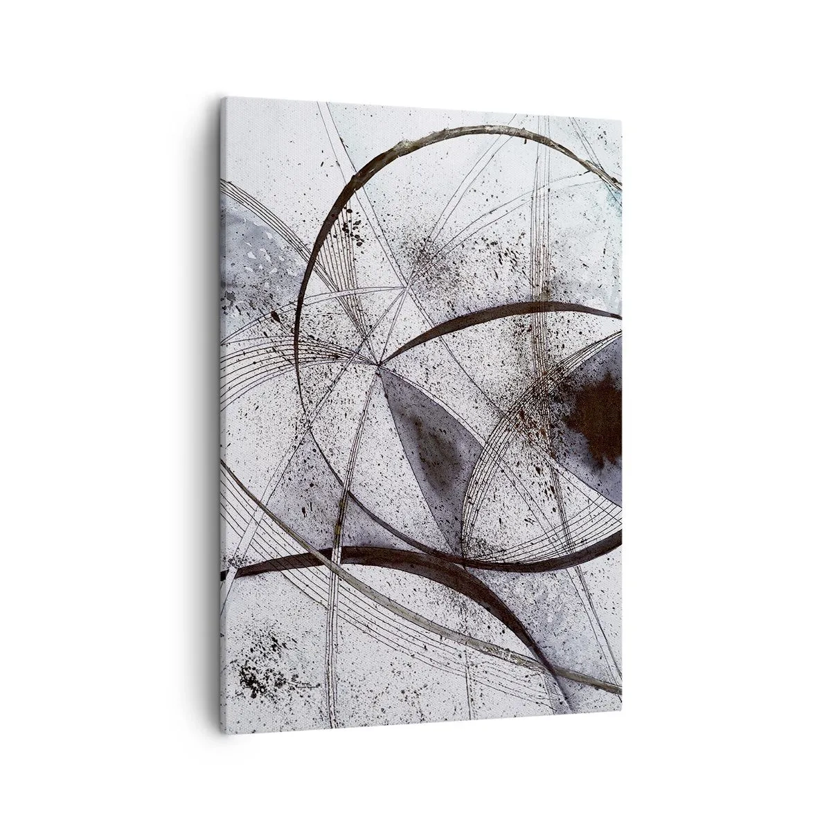 Impression sur toile - Image sur toile - Lignes et formes abstraites dans des tons de gris et de noir - 50x70cm - Fantaisie futuriste - Décoration murale moderne pour le salon et la chambre ARTTOR