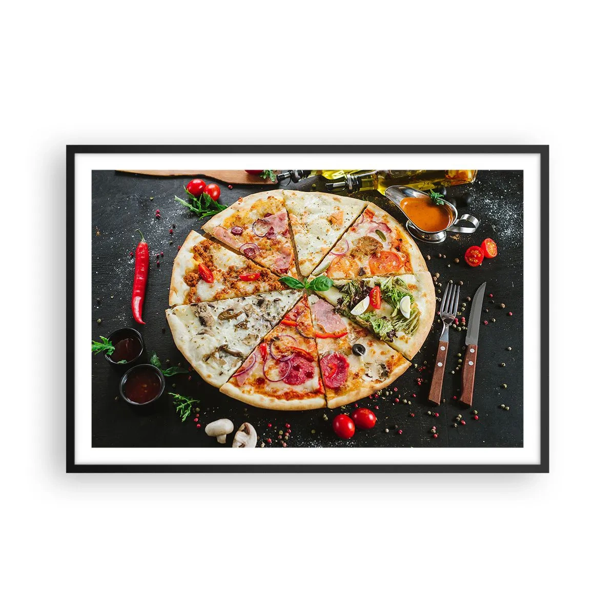 Affiche dans un cadre noir - Poster - Une gamme de saveurs - 91x61 cm