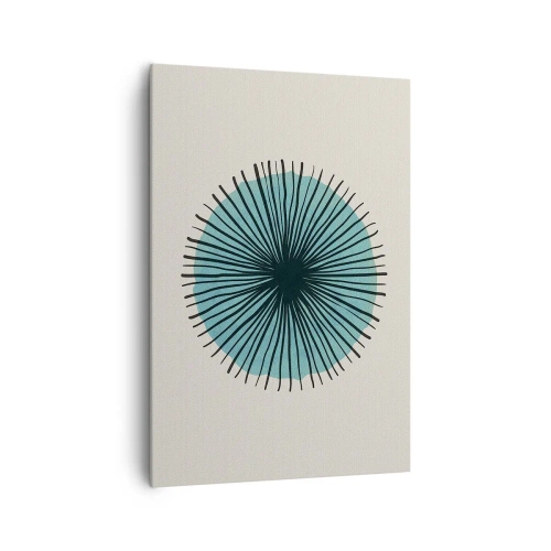 Impression sur toile - Image sur toile - Forme circulaire abstraite avec des rayons bleus - 70x100cm - Rayonnant dans l'azur - Décoration murale moderne pour le salon et la chambre ARTTOR
