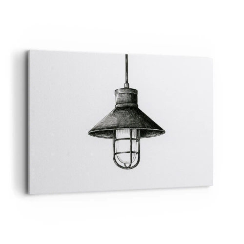 Impression sur toile - Image sur toile - Dessin d'une lampe suspendue rétro sur fond blanc - 100x70cm - Comme il y a des années… - Décoration murale moderne pour le salon et la chambre ARTTOR