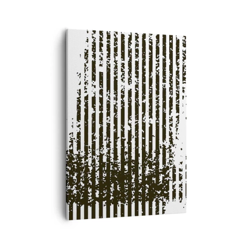 Impression sur toile - Image sur toile - Lignes abstraites avec un effet vieilli en noir et blanc - 50x70cm - Rythme et bruissement - Décoration murale moderne pour le salon et la chambre ARTTOR