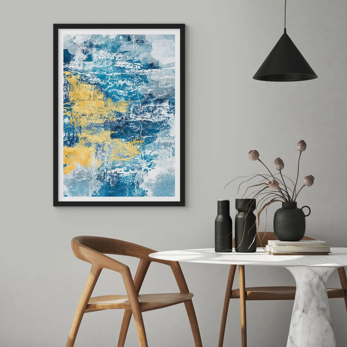 Affiche dans un cadre noir - Poster - Abstraction du temps - 70x100 cm