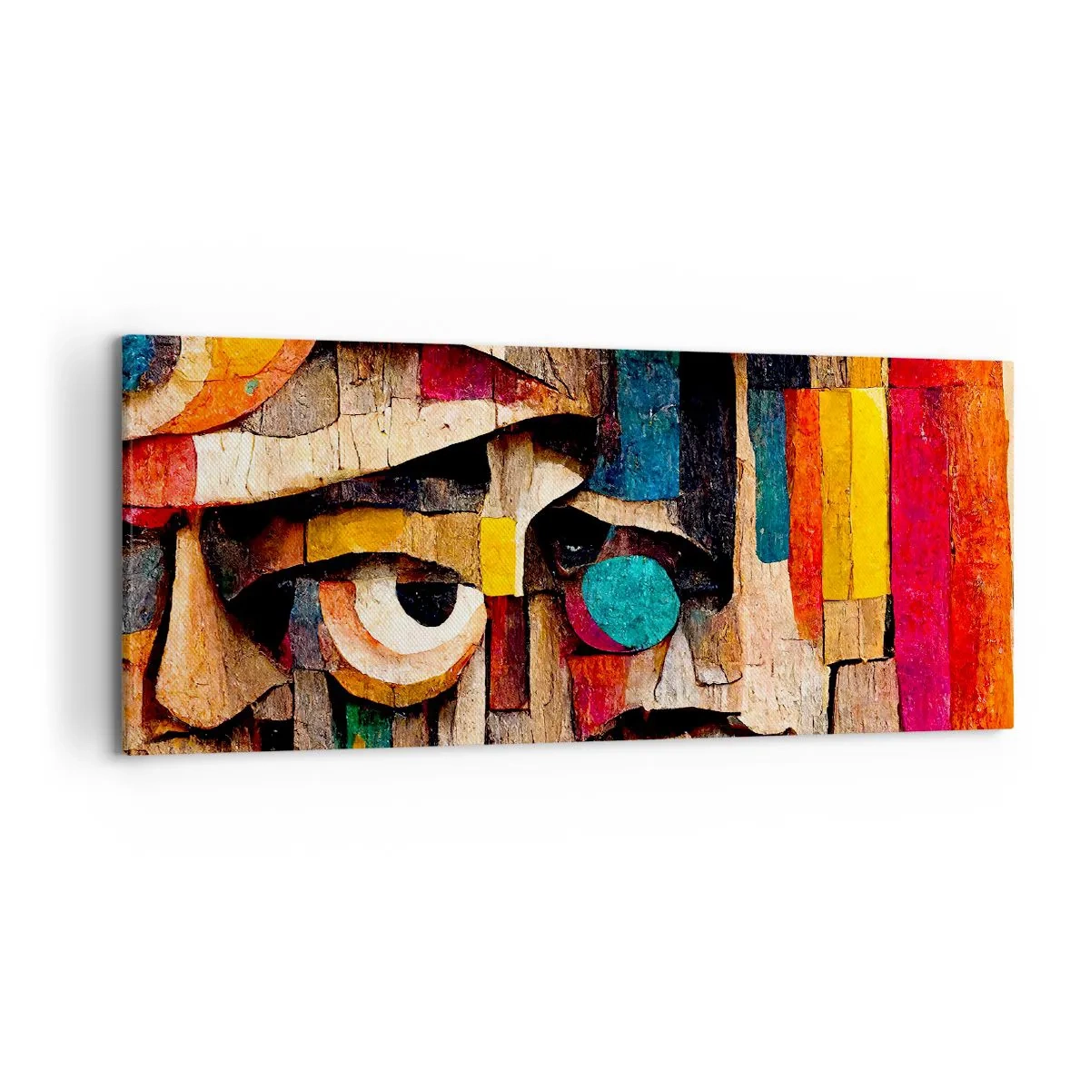 Impression sur toile - Image sur toile - Visages abstraits aux couleurs intenses - 120x50cm - Je te vois… - Décoration murale moderne pour le salon et la chambre ARTTOR