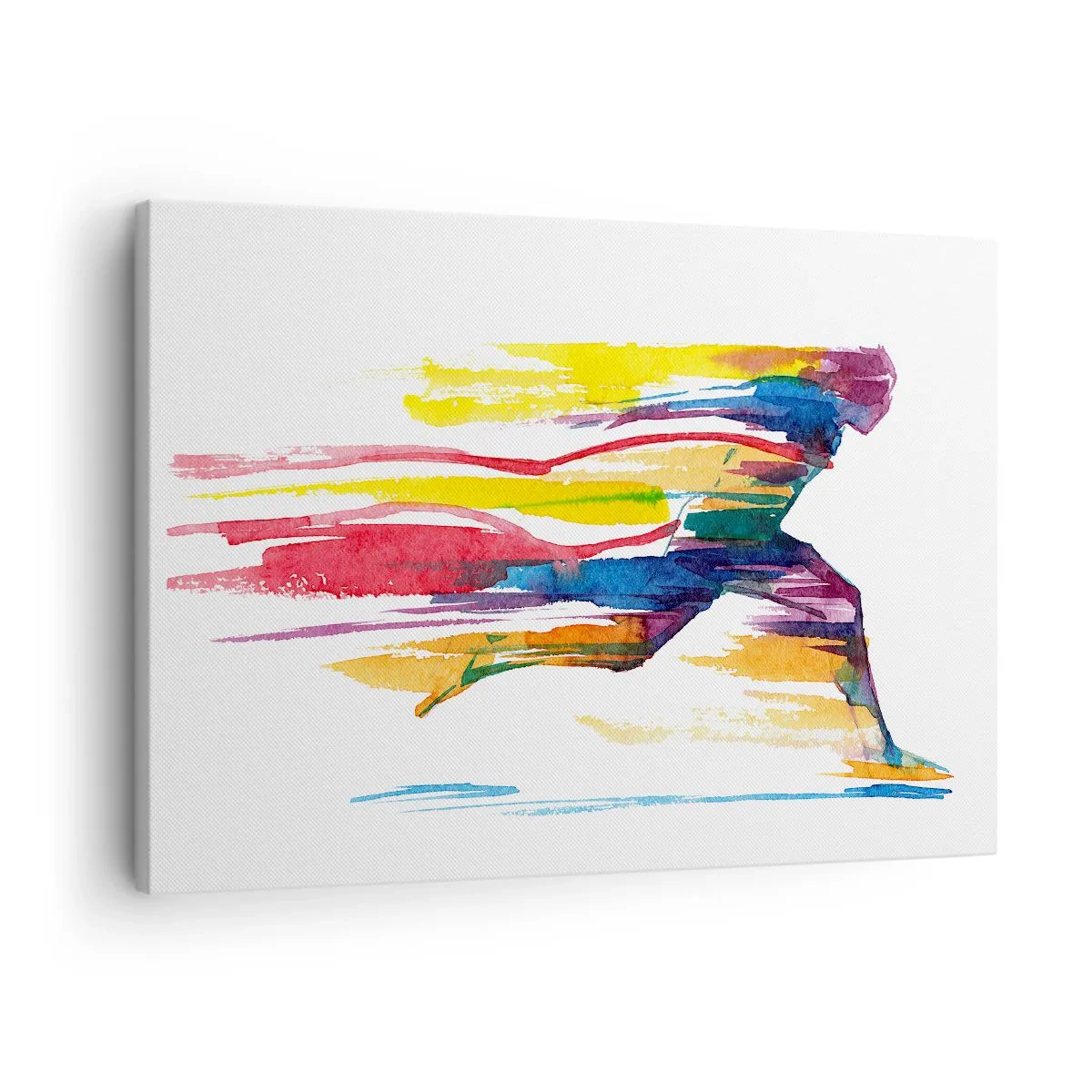 Impression sur toile - Image sur toile - Un coureur aux couleurs abstraites symbolisant le dynamisme et l'énergie - 70x50cm - Courir à travers l'arc-en-ciel - Décoration murale moderne pour le salon et la chambre ARTTOR