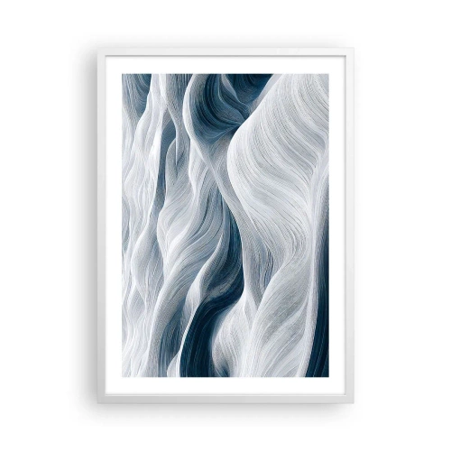 Affiche dans un cadre blanc - Poster - Vagues blanches et bleues - 50x70 cm