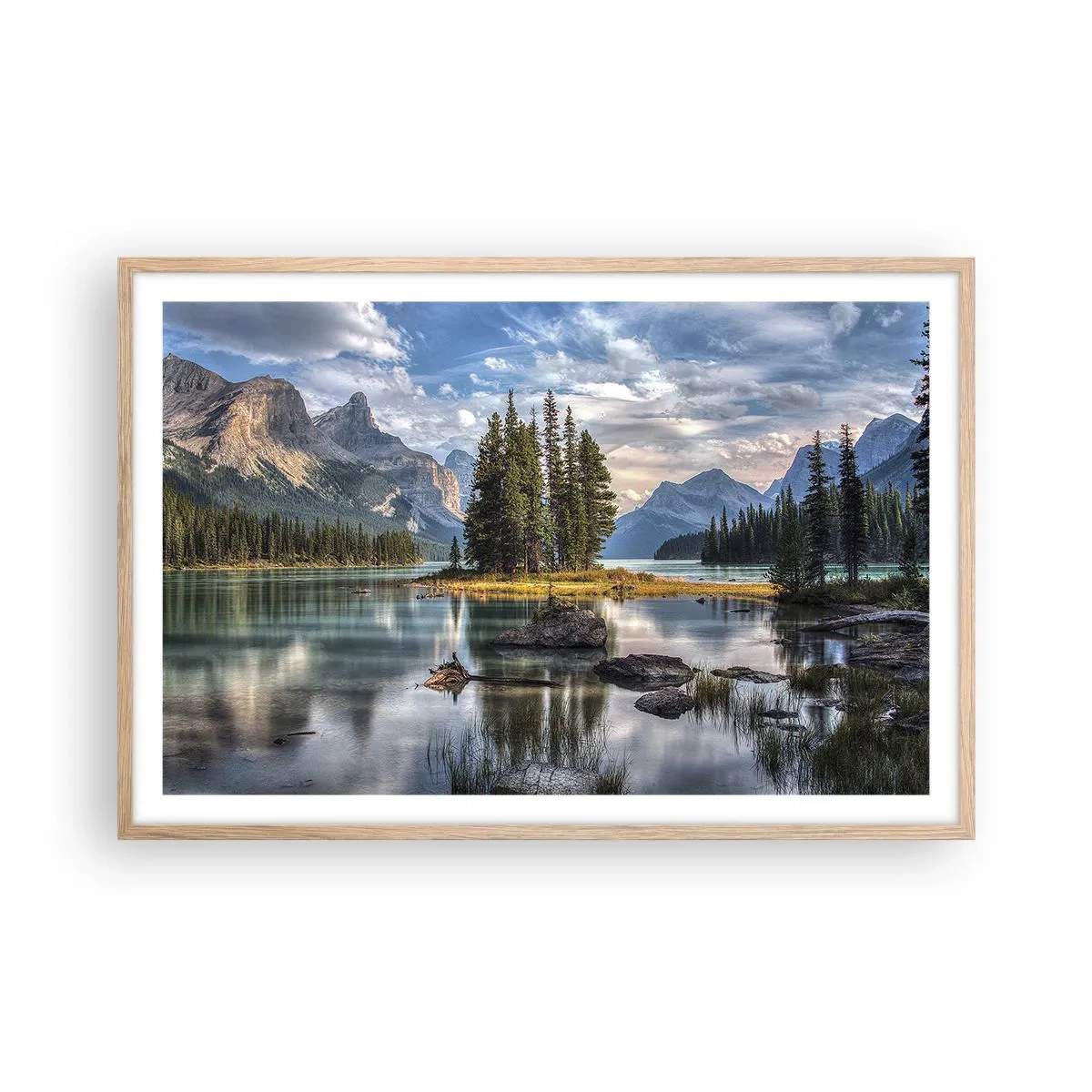 Affiche dans un chêne clair - Poster - Sous les grandes eaux claires - 91x61 cm