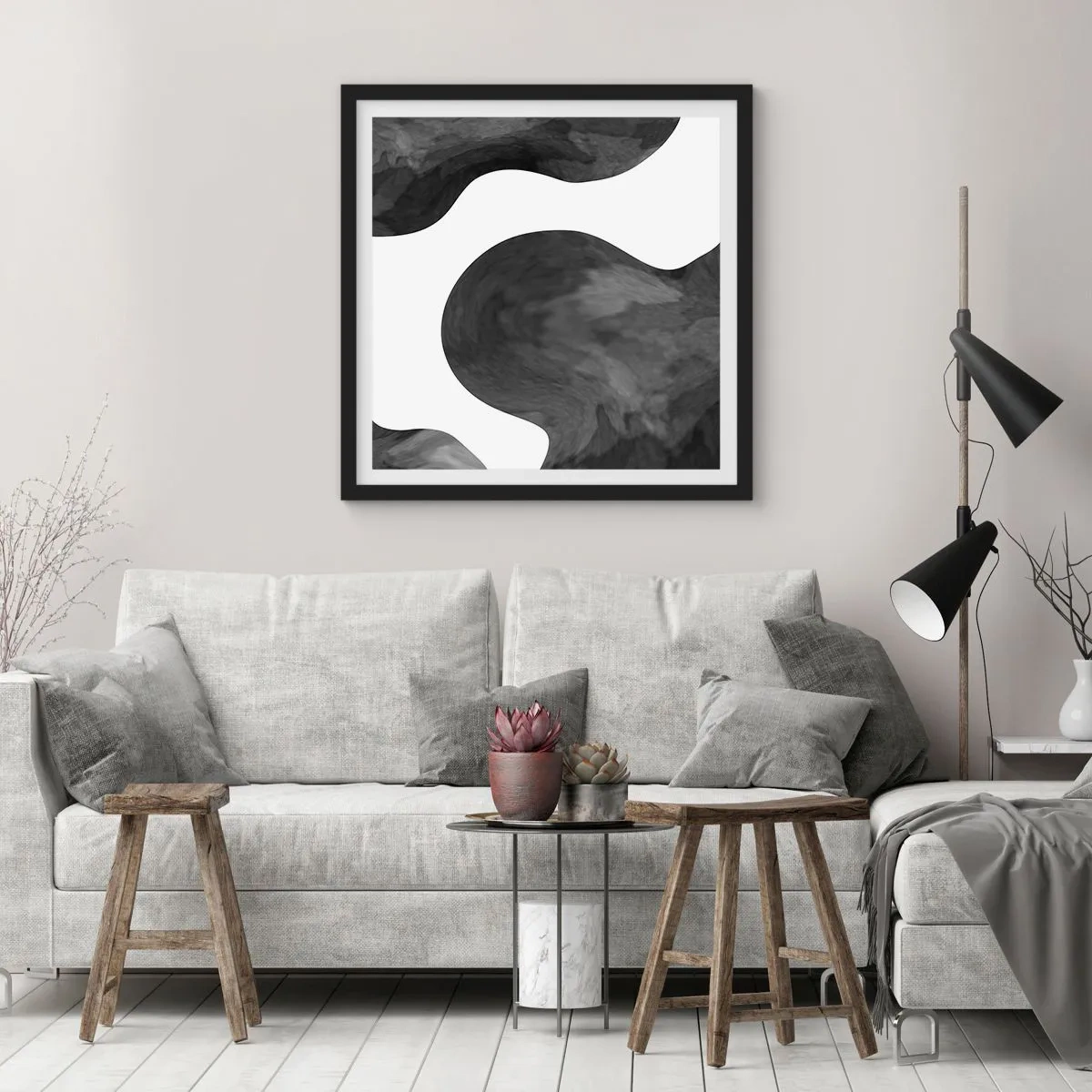 Affiche dans un cadre noir - Poster - La route du lait - 30x30 cm