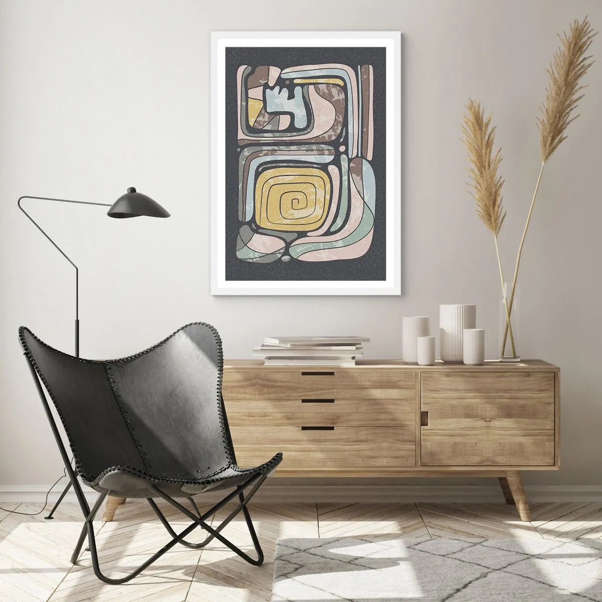 Affiche dans un cadre blanc - Poster - L'abstraction dans l'esprit précolombien - 61x91 cm