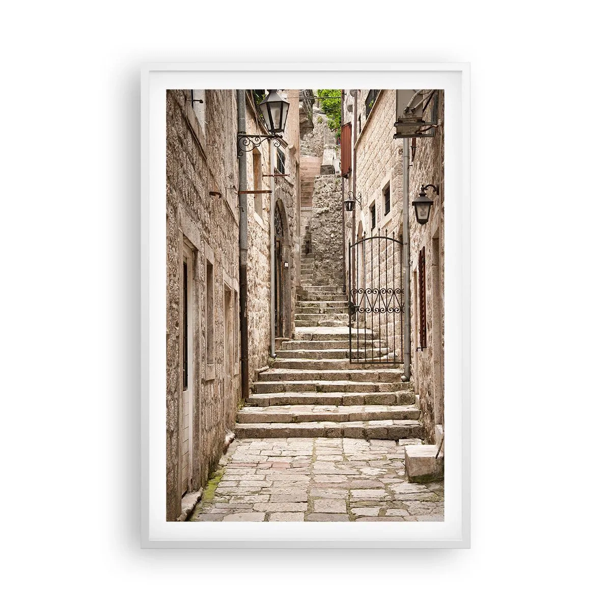Affiche dans un cadre blanc - Poster - Une vieille ruelle magique - 61x91 cm