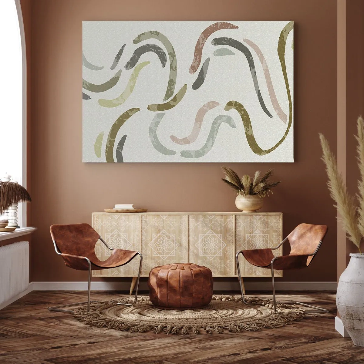 Impression sur toile - Image sur toile - Arcs abstraits aux couleurs pastel - 120x80cm - Une joyeuse danse de l'abstraction - Décoration murale moderne pour le salon et la chambre ARTTOR