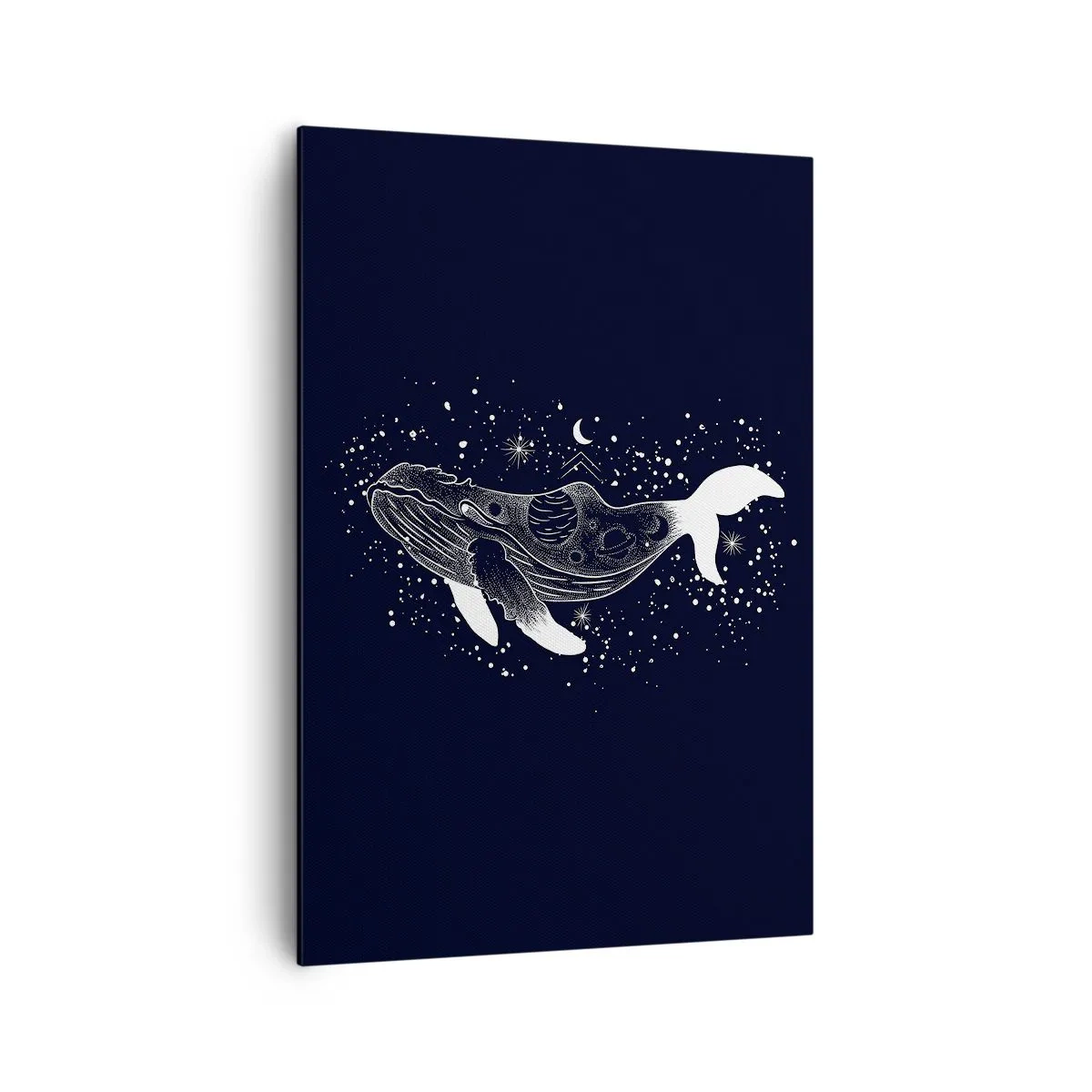 Impression sur toile - Image sur toile - Une illustration graphique d'une baleine dans un style de l'ère spatiale. - 70x100cm - Dans l'océan de l'univers - Décoration murale moderne pour le salon et la chambre ARTTOR
