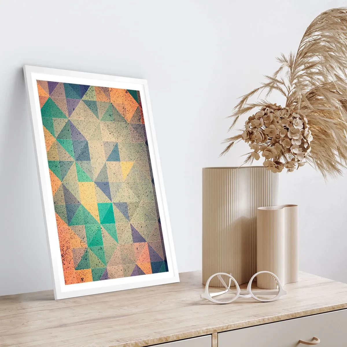 Affiche dans un cadre blanc - Poster - République des triangles - 40x50 cm