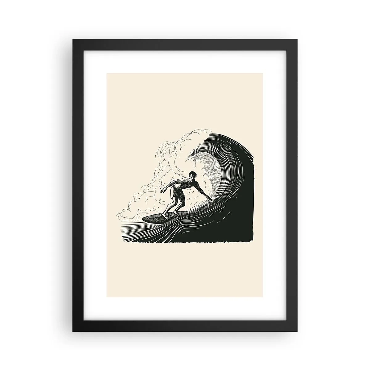 Affiche dans un cadre noir - Poster - Le roi de la vague - 30x40 cm