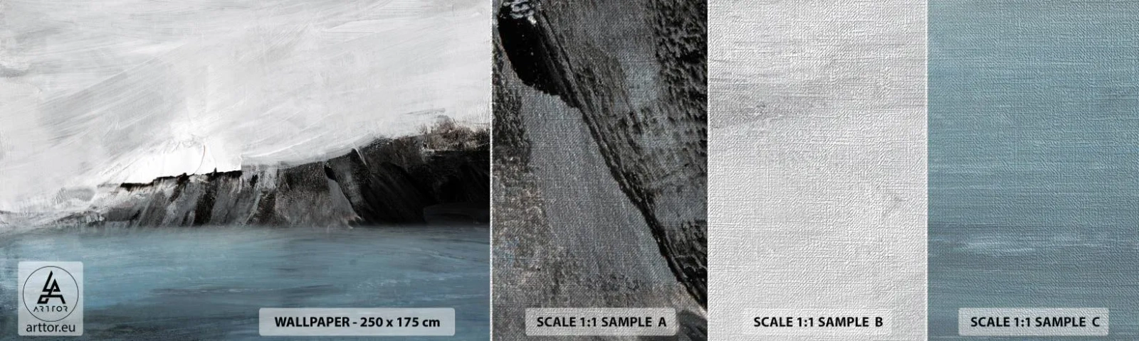 Échantillon de Papier Peint Premium Canvas - Eau – terre : choc des éléments - Côte, Paysage, Mer - 100x30 cm
