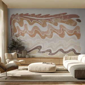 Papier Peint Photo Premium Sand - Vagues beiges et brunes dans une composition abstraite - 100x70cm - Bonne énergie – bonnes émotions - Décoration murale moderne pour le salon et la chambre ARTTOR