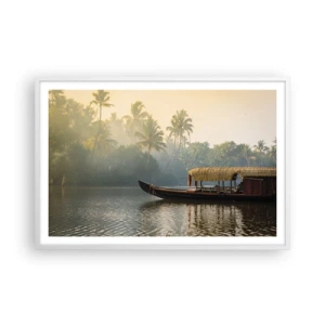 Affiche dans un cadre blanc - Poster - Maison sur la rivière - 91x61 cm