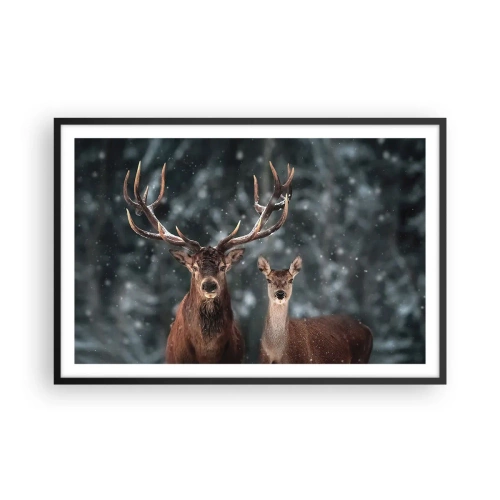 Affiche dans un cadre noir - Poster - Le roi de la forêt avec sa femme - 91x61 cm