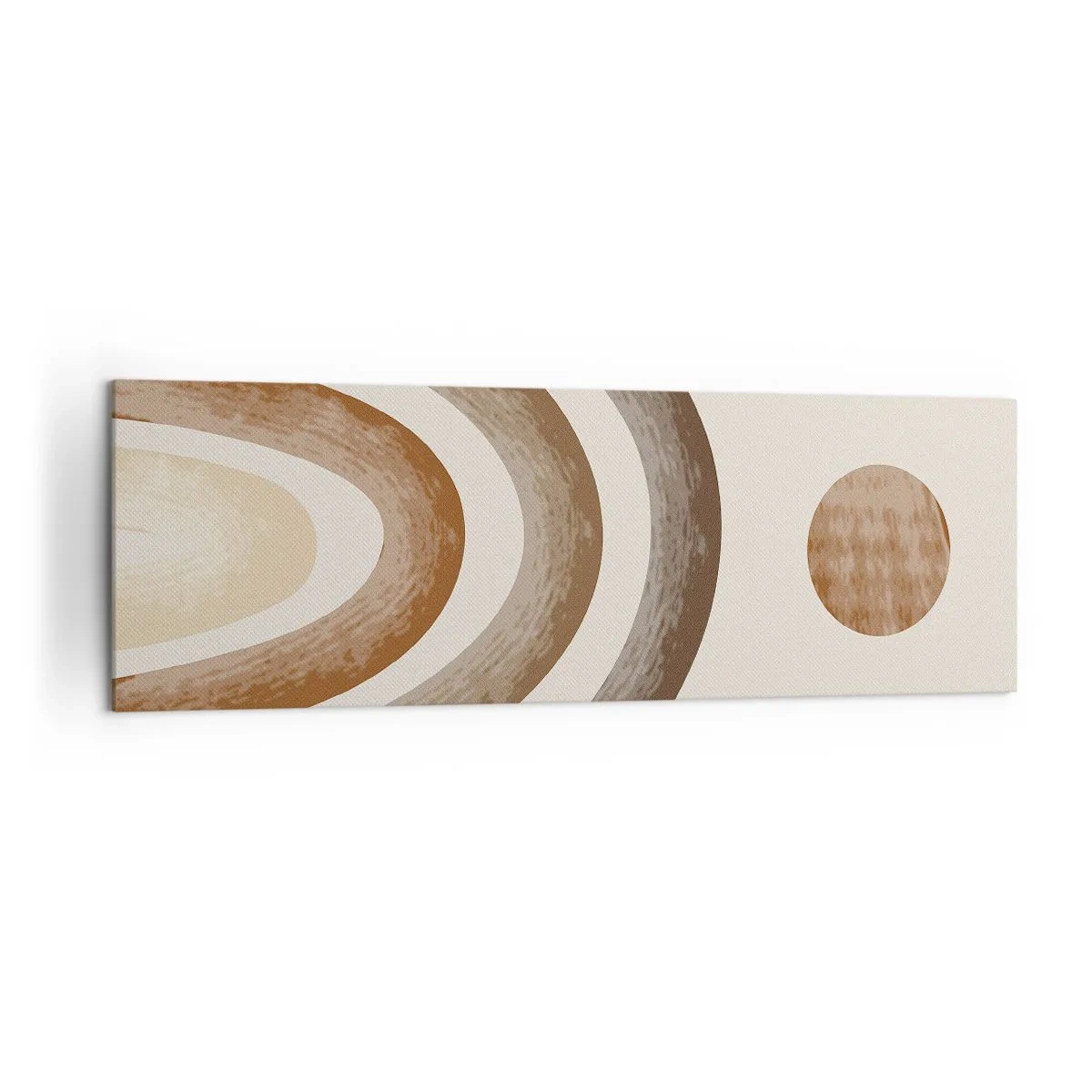 Impression sur toile - Image sur toile - Motif planétaire géométrique dans les tons de marron - 160x50cm - Dans une galaxie lointaine - Décoration murale moderne pour le salon et la chambre ARTTOR