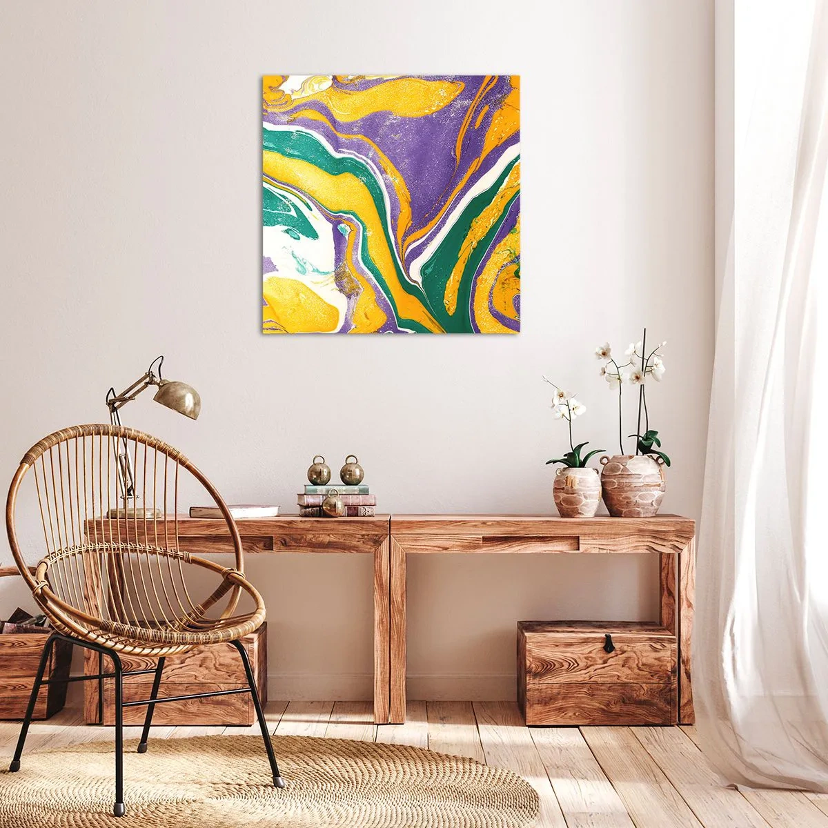 Impression sur toile - Image sur toile - Ondes de couleur - 60x60 cm