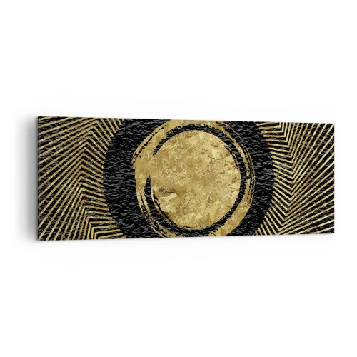 Impression sur toile - Image sur toile - Composition géométrique en noir et or avec des rayons - 140x50cm - Composition glamour - Décoration murale moderne pour le salon et la chambre ARTTOR