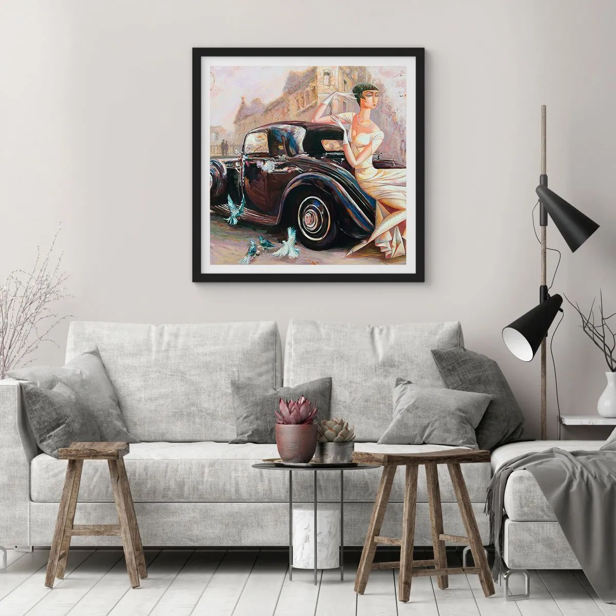Affiche dans un cadre noir - Poster - L'élégance dans un style rétro - 30x30 cm