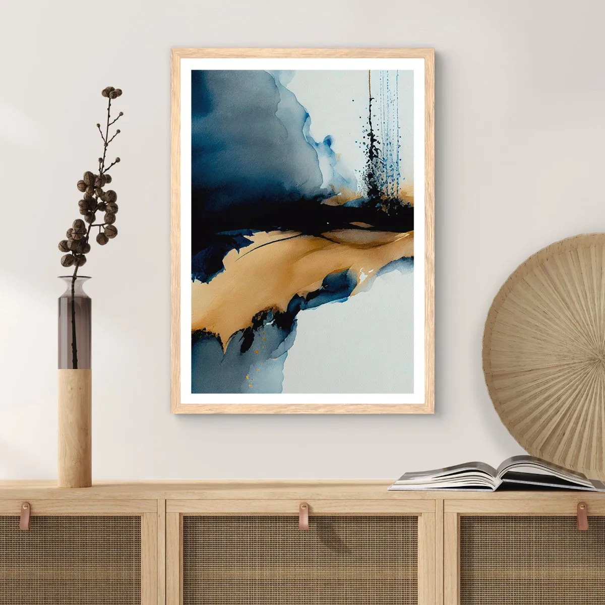 Affiche dans un chêne clair - Poster - Derrière le rideau - 30x40 cm