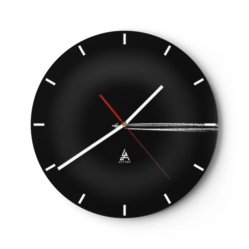 Horloge murale - Pendule murale - Avion à réaction avec une traînée blanche sur fond noir - 30x30cm - Dans une autre dimension - Décoration murale moderne pour le salon, la cuisine et la chambre ARTTOR