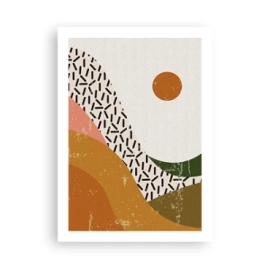 Affiche - Poster - Paysage abstrait aux couleurs chaudes - 50x70cm - Abstraction solaire - Décoration murale moderne pour le salon et la chambre ARTTOR
