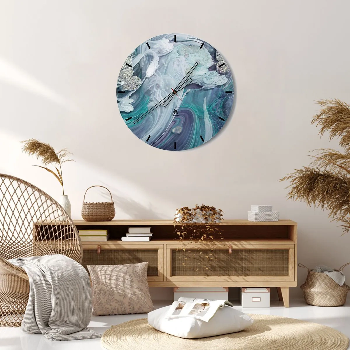 Horloge murale - Pendule murale - Courants bleus - 30x30 cm