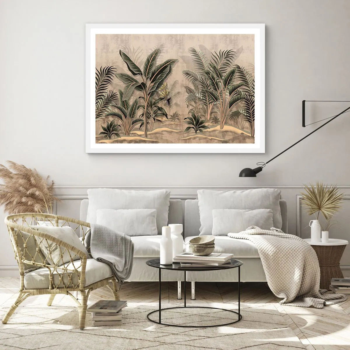Affiche dans un cadre blanc - Poster - Une gravure de style colonial - 50x40 cm