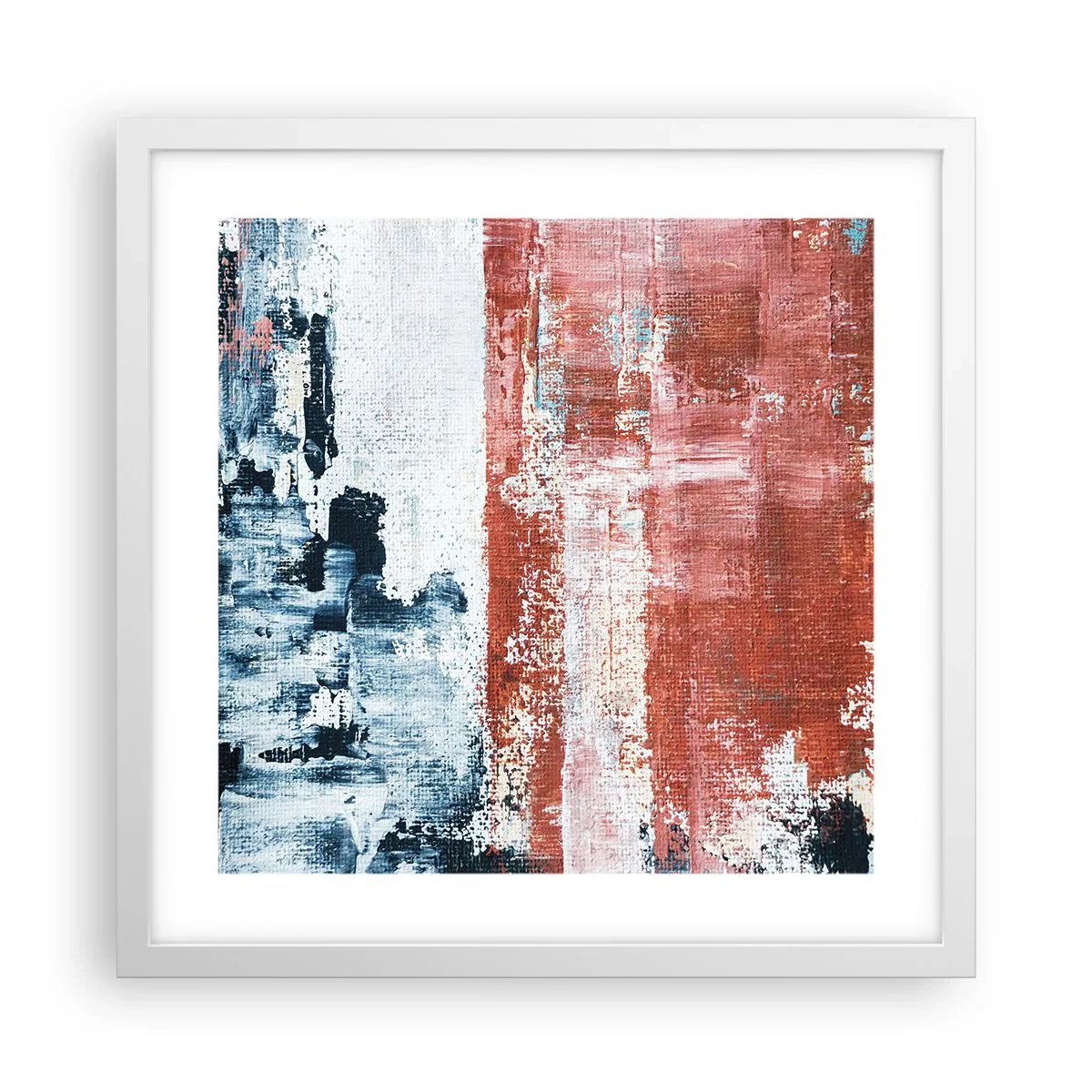 Affiche dans un cadre blanc - Poster - Moitié-moitié abstrait - 40x40 cm