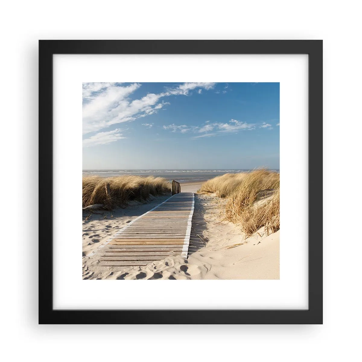 Affiche dans un cadre noir - Poster - Derrière la dune, dans le bruissement de l'herbe - 30x30 cm