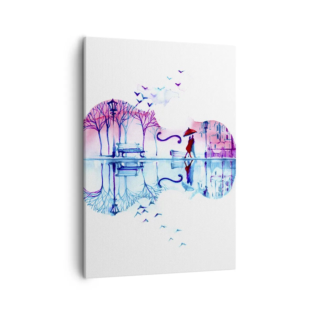 Impression sur toile - Image sur toile - Silhouette de ville en forme de violon aux couleurs aquarelles - 50x70cm - Je vous apporterai de cantiques de pluie - Décoration murale moderne pour le salon et la chambre ARTTOR