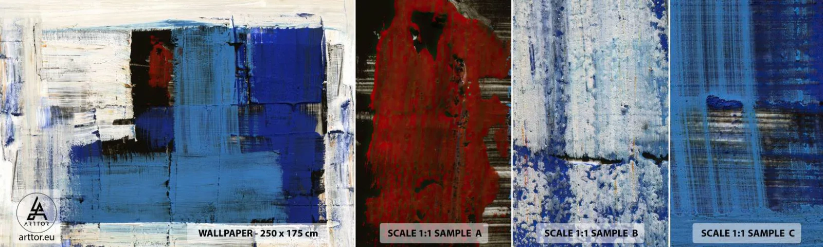 Échantillon de Papier Peint Autocollant Deluxe Sticker - Secret de bleu - Abstraction, Morceau, La modernité - 100x30 cm