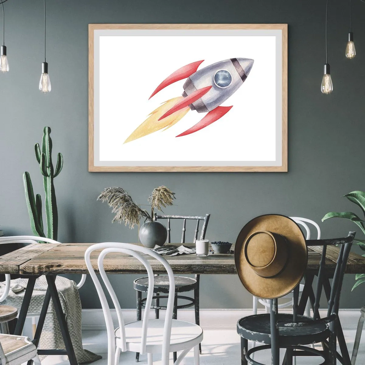 Affiche dans un chêne clair - Poster - Plus haut, plus vite, plus loin - 50x40 cm