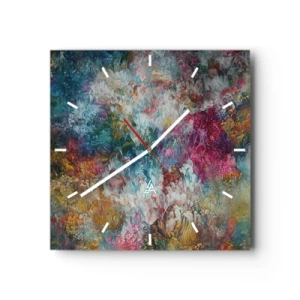 Horloge murale - Pendule murale - Une abstraction colorée ressemblant à des fleurs en fleurs - 30x30cm - En pleine floraison - Décoration murale moderne pour le salon et la chambre ARTTOR