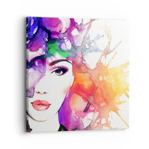 Impression sur toile - Image sur toile - Avec la tête dans les nuages - 30x30 cm