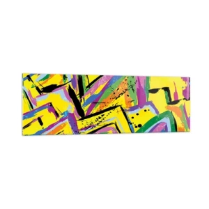 Impression sur verre - Image sur verre - Abstraction vivante aux couleurs vives et aux formes dynamiques - 160x50cm - Jusqu'à ce qu'il crie de joie - Décoration murale moderne pour le salon et la chambre ARTTOR