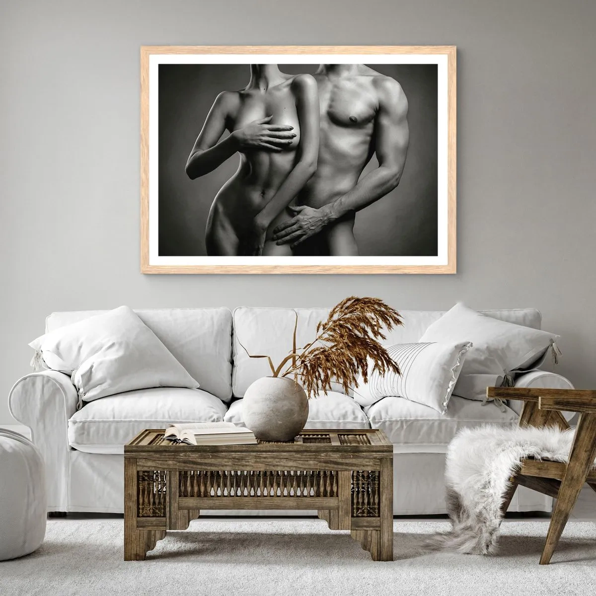 Affiche dans un chêne clair - Poster - Adam et Eve - 100x70 cm