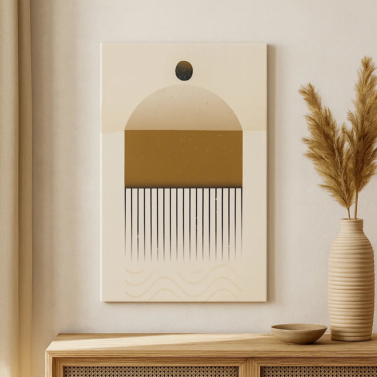 Impression sur toile - Image sur toile - Composition géométrique abstraite dans les tons beige et marron - 50x70cm - Différents états - Décoration murale moderne pour le salon et la chambre ARTTOR