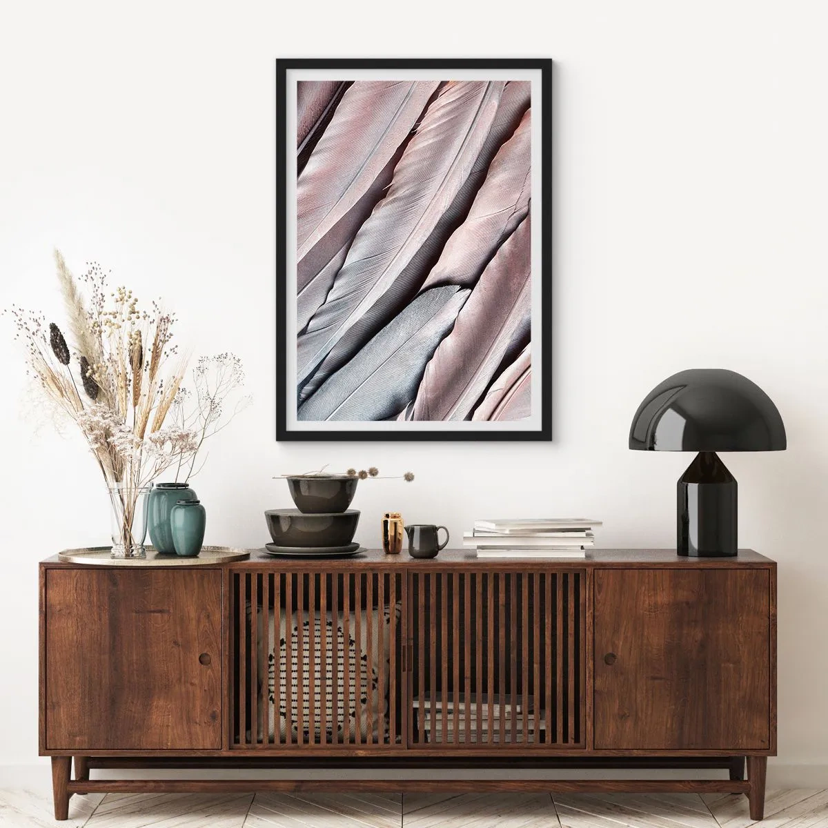 Affiche dans un cadre noir - Poster - En argent rose - 61x91 cm