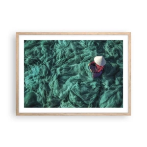Affiche dans un chêne clair - Poster - Dans une mer de filet - 70x50 cm